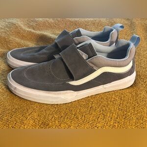 Vans Gray Suede Velcro Skate Sneakers with White Stripe
